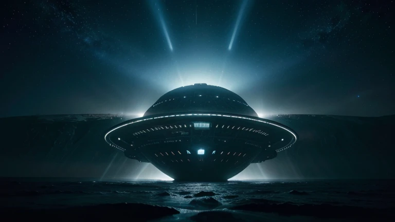 (best quality,4k,8k,highres,masterpiece:1.2),ultra-detailed,(realistic,photorealistic,photo-realistic:1.37),vast,gigantic alien craft,exploring in space,light blue rays,red rays,emanating,space exploration,extraterrestrial technology,otherworldly,cosmic,immense scale,enormous proportions,captivating,awe-inspiring,spaceship,interstellar voyage,intergalactic mission,mysterious atmosphere,captivating wonder,unknown origin,unearthly beauty,scientific discovery,magnificent structure,mesmerizing glow,stellar scene,futuristic design,advanced propulsion system,imposing presence,vibrant colors,intense energy,luminous emanations,dynamic composition,cinematic quality,black background,distant stars,deep space,alien civilization,interstellar connection,limitless possibilities,unimaginable mysteries,heavenly beacon.
