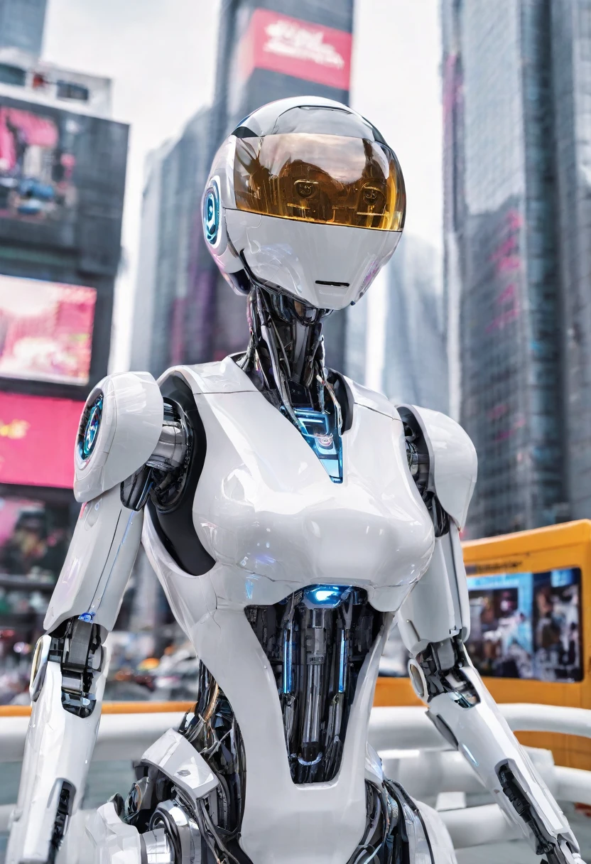 (8K、top-quality、masterpiece:1.2)、(reallistic、Photorealsitic:1.37)、The ultra-detailliert、superrealism、Anatomically correct woman、Female robot、Mechanical fuselage、Cable Tubing、wiring、mechs、cyberpunked、Lots of skyscrapers、City of the Future、maglev、Beautifully cropped backgrounds、woman