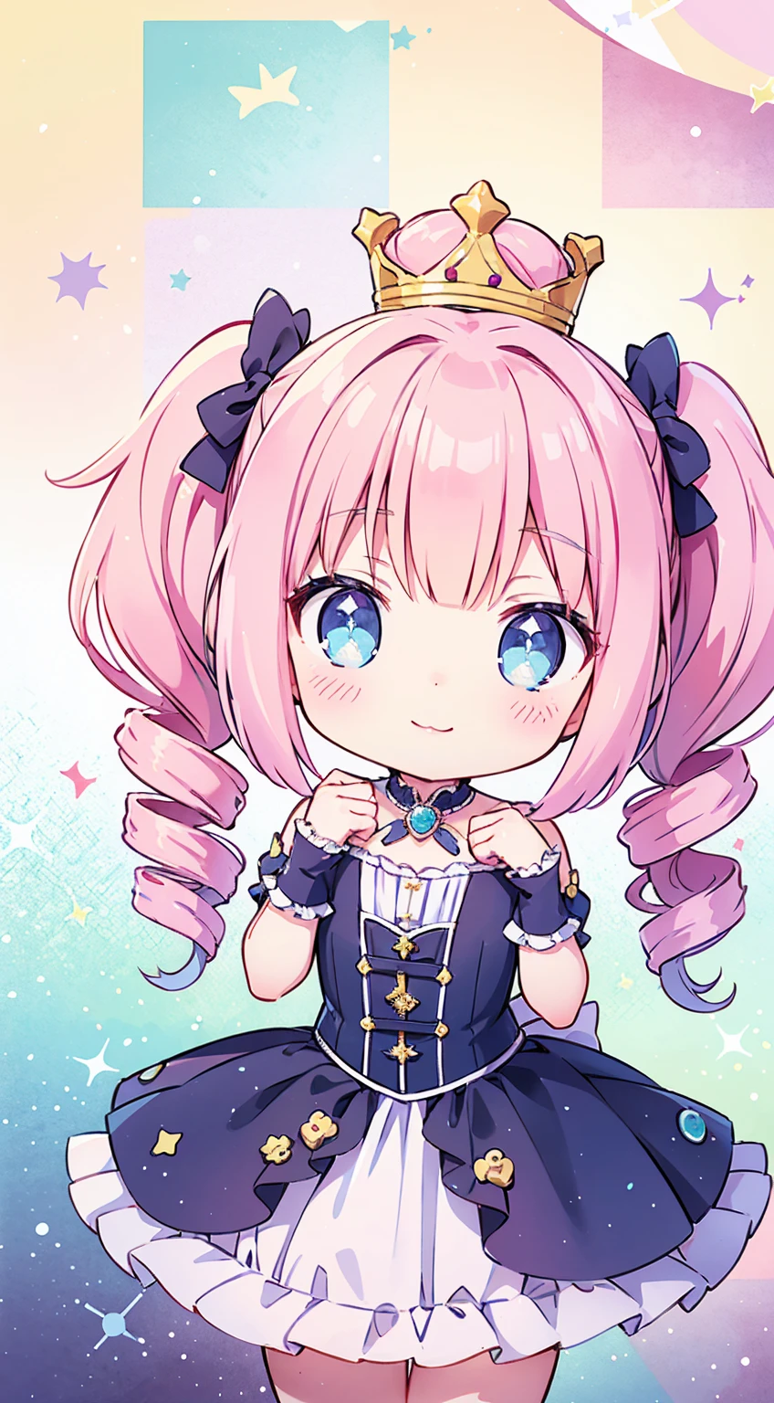 超スペシャルcute，cute，A sparkling smile，Shineピンクの髪_Twin Drill Tail，Chibi Character，Princess Fashion，pastel，ribbon，Frills，cuteポーズ，Shine，highest quality，Beautiful graphics，Super detailed，mysterious