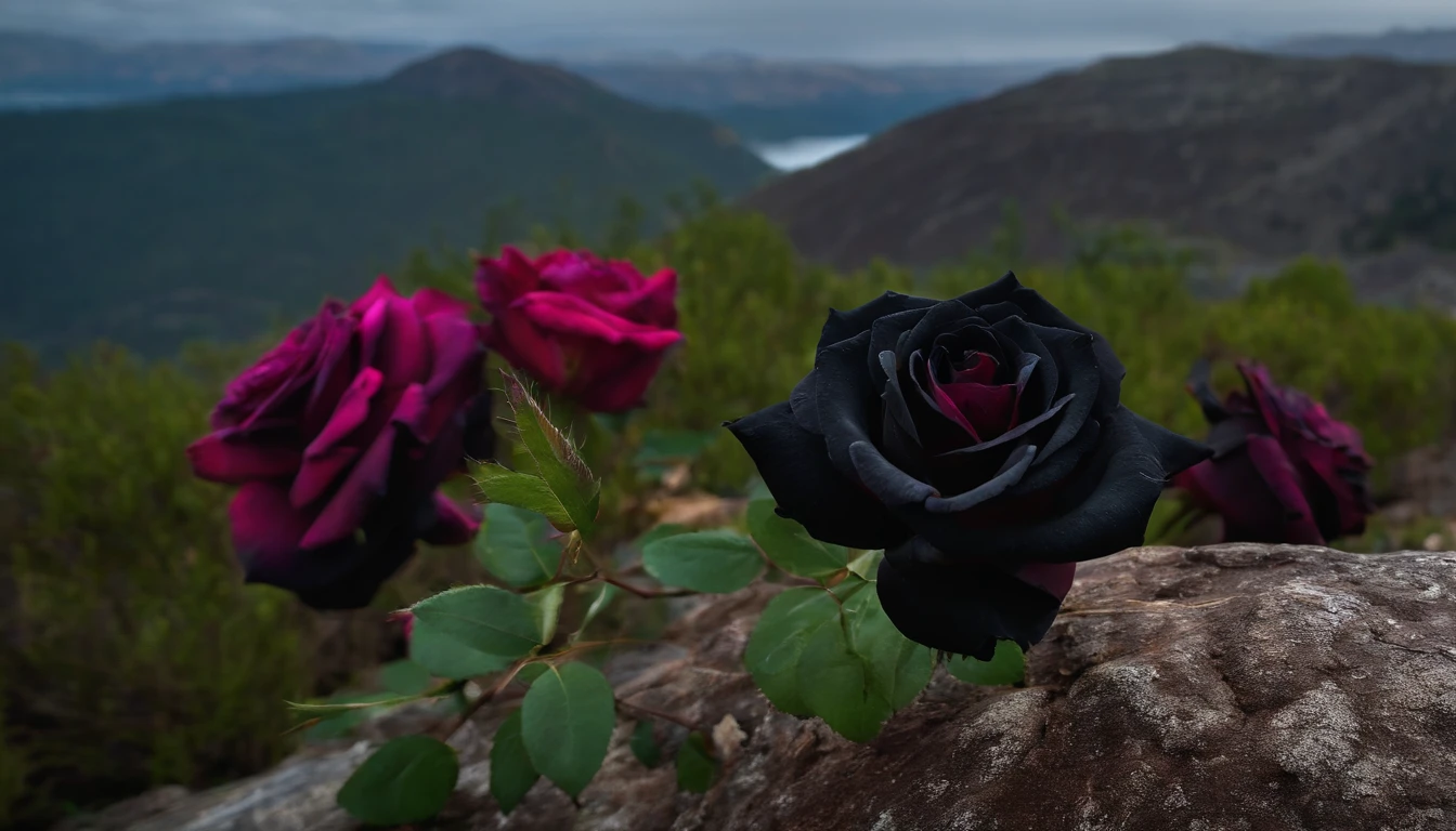 Black rose on a barren mountain 