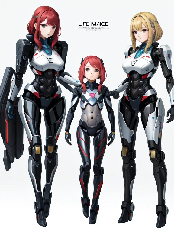 A mother who became a machine lifeform and a daughter who was born as a machine lifeform, All beautiful human faces, Full Body Shot