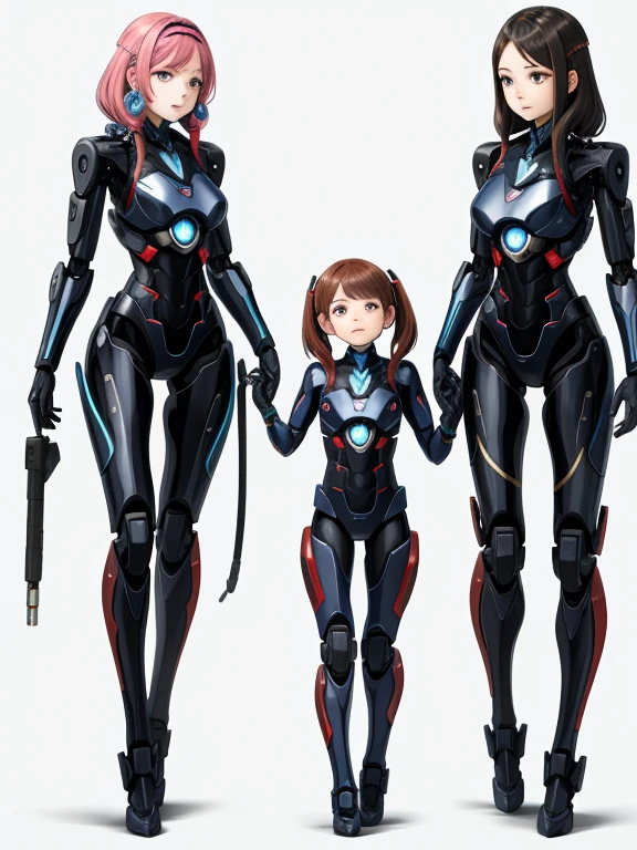 A mother who became a machine lifeform and a daughter who was born as a machine lifeform, All beautiful human faces, Full Body Shot