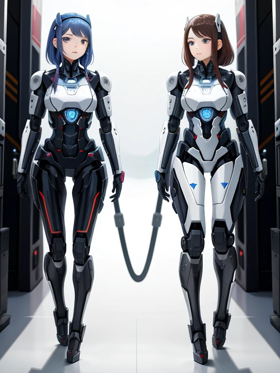 A mother who became a machine lifeform and a daughter who was born as a machine lifeform, All beautiful human faces, Full Body Shot