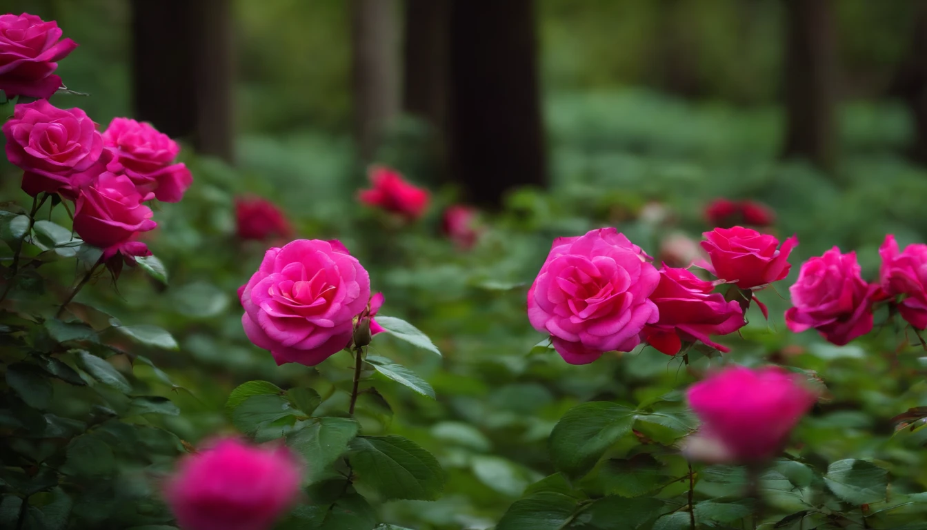 Rosa negra no meio de uma floresta 