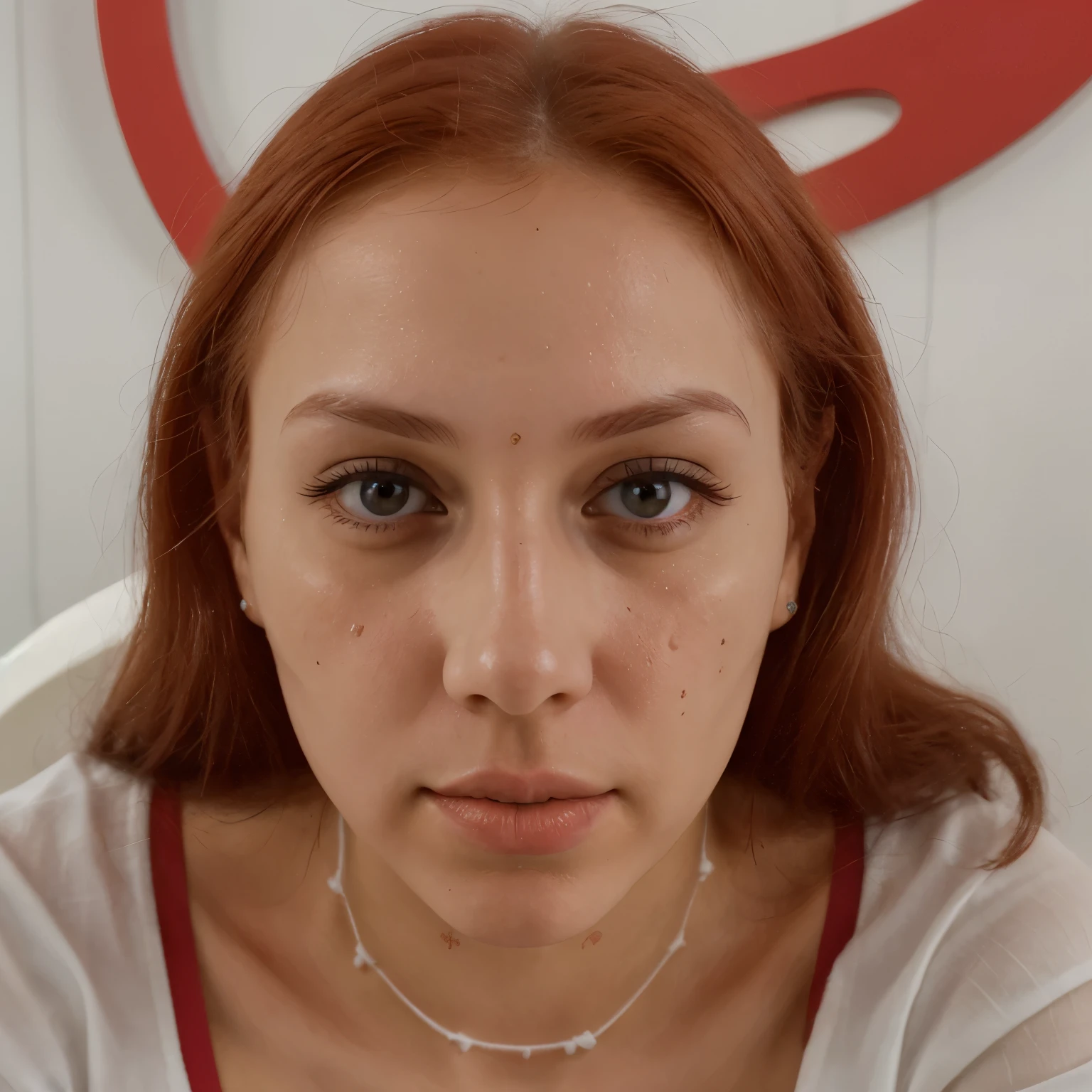 Mujer de test blanca, en lenceria roja