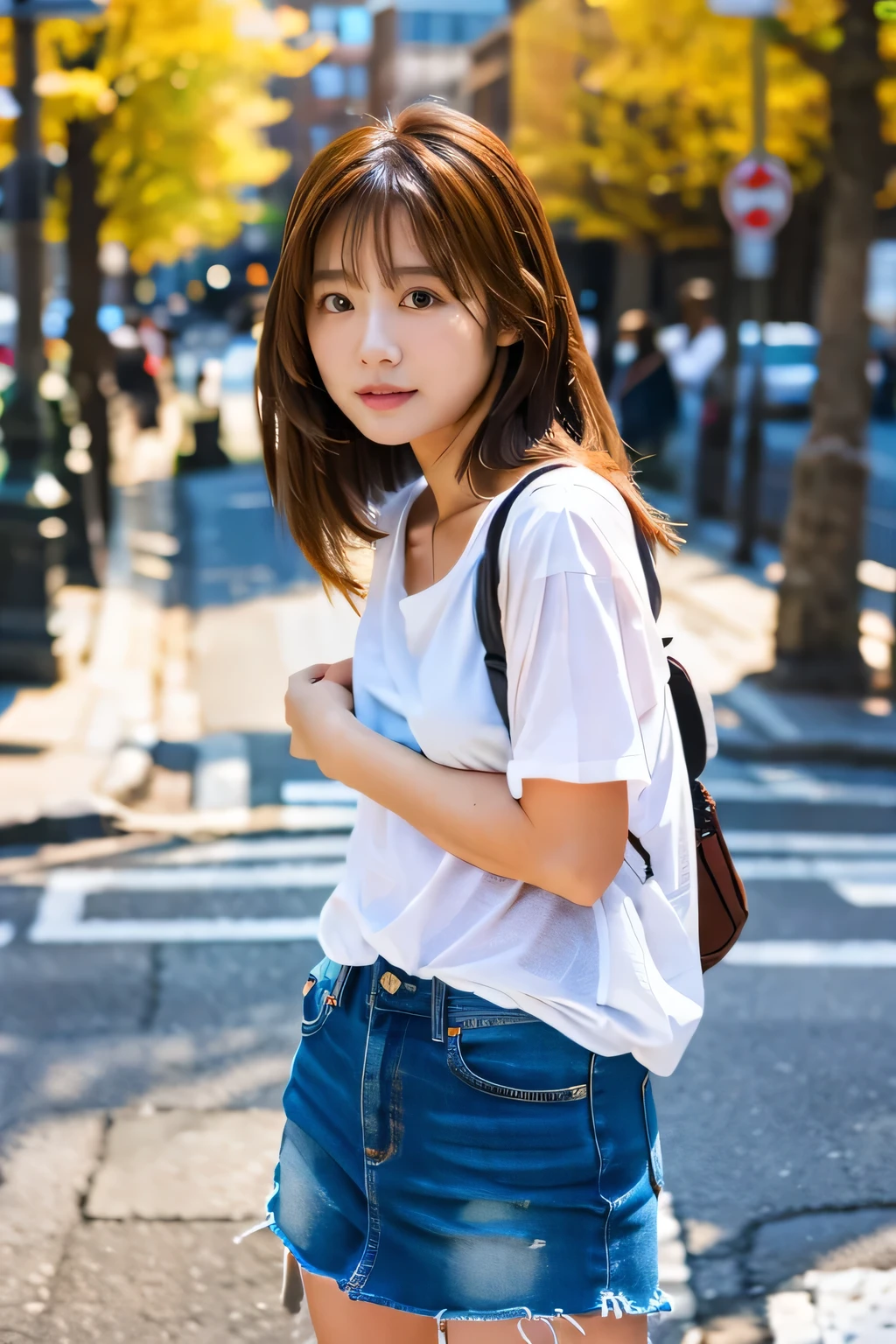 In town、Cute 18 year old、Miniskirt Police、