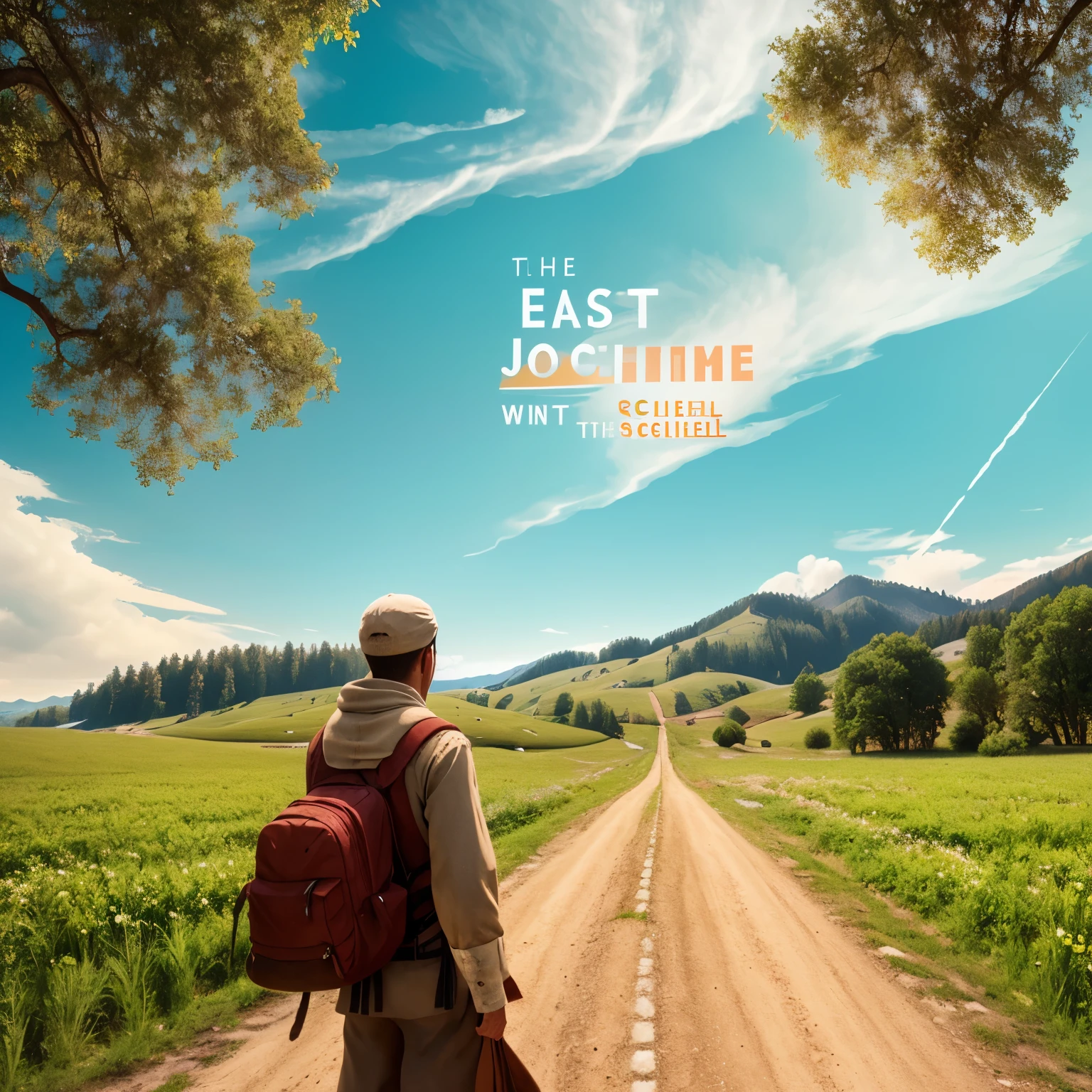 Create me a book cover based on this title : East to West: The Journey of Rural Scholar
