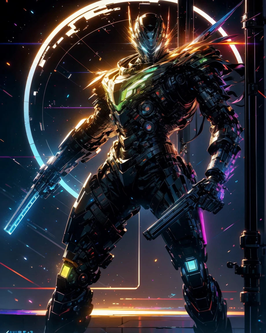 realistic,shiny,reflective,bioluminic, galactic cybernetic mask,mecha,(assassin:1.2),sh4g0d,GlowingRunes_red,fullbody,cinemnatic,dark background,backlight,high contrast,