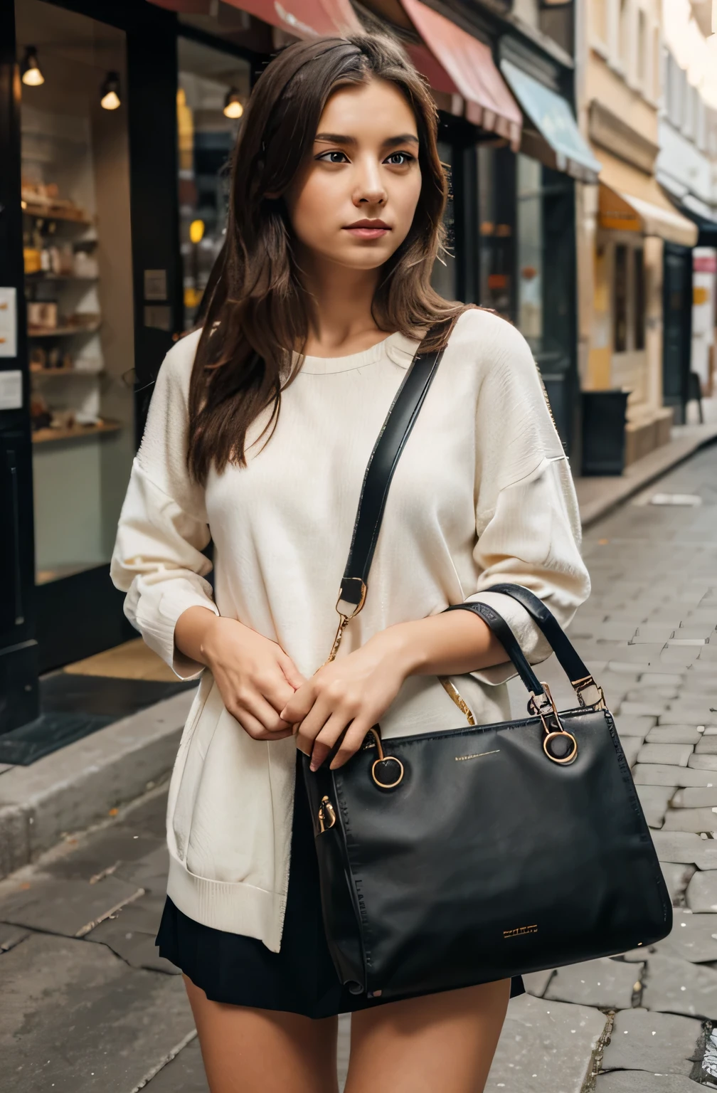 Girl with hand bag