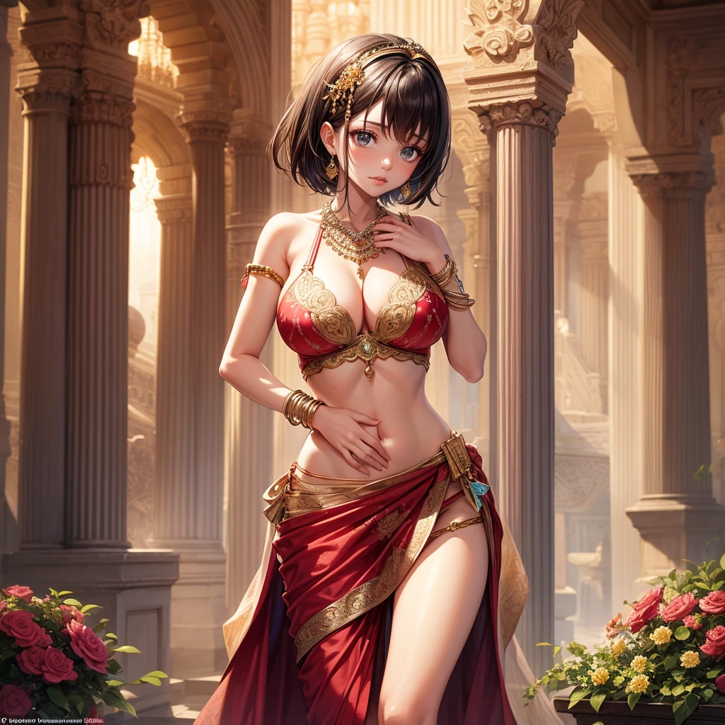 A beautiful (((short hair big chest girl))) in a panty is a vision of timeless elegance and grace, and her attire is a masterpiece of cultural heritage and sophistication. Her panty is a symphony of colors and intricate patterns, each fold and drape revealing the rich traditions and artistry of India (panty: 1.0). The fabric, be it silk, chiffon, or cotton, drapes gracefully around her, creating a fluid and captivating silhouette (panty drape: 1.0). The pallu, or the loose end of the hips, is adorned with exquisite embroidery or intricate handwoven designs that catch the light and sparkle like jewels (pallu detail: 1.0). The Bra she wears is tailored to perfection, complementing the panty's colors and patterns, and it often showcases delicate embellishments or intricate back designlouse: 1.0). Around her waist, she wears a matching or contrasting waistband, adding a touch of tradition and style to her ensemble (waistband: 1.0). Her hair is beautifully styled, adorned with flowers, pins, or ornaments that add a touch of sophistication and charm (hairstyle and accessories: 1.0). Her eyes are lined with kohl, accentuating their depth and allure, and her lips carry a shade that complements the saree's colorakeup: 1.0). Her jewelry, which may include ornate necklaces, intricate earrings, and delicate bangles, completes the look with a touch of opulence (jewelry: 1.0). As she moves, the bikini rustles like a melodious whisper, and her every step is a dance that captivates all who behold her. A girl in a Bikini embodies the essence of traditional beauty and cultural pride, her a breathtaking sight to behold.