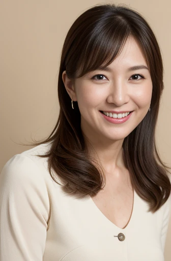 Masseter Film, highest quality, masterpiece, High resolution, realism, Original photo, 8k wallpaper, perfection, Professional Lighting, Very detailed, Written boundary depth, ((Beautiful woman)), ((sexy 45 year old woman)),, ((A kind smile)), Detailed face, Beautiful Eyes,, bangs, A photo of your face, (sexy look), Brown Hair, (Thick lips), Looking down at the viewer,Long Hair,ponytail