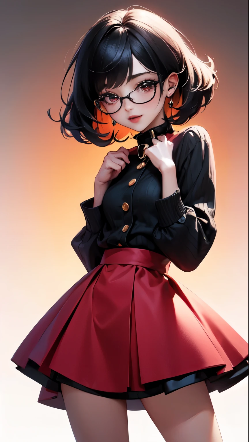 Obra maestra, hermoso arte, artista profesional, 8k, art style by sciamano240, junkotvv, cara muy detallada, cabello muy detallado, ropa muy detallada, 1 chica, cuerpo perfectamente dibujado, Hermoso rostro, pelo largo, pelo negro , ojos de gato verticales rojos muy detallados, gafas cuadradas, labios sensuales , mejillas rosadas, detalles intrincados en los ojos, primer plano extremo de la cara, ver solo cabeza y cuello, mirando directamente al espectador, usando linda ropa de invierno, abrigo de invierno, collar, gargantilla, pendientes, guantes, falda de tubo, botas ajustadas negras, algunas pecas, gran sonrisa, in love with the viewer&#39;s expression, entorno soleado de invierno, pov parado afuera besando al espectador,