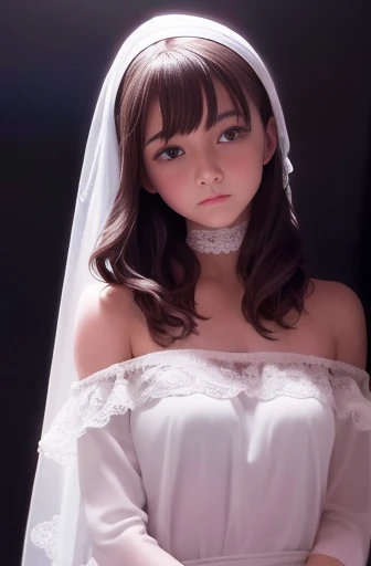 highest quality, masterpiece, Ultra-high resolution, (Realistic:1.4), RAW Photos, (Real skin texture:1.3), (Film Grain:1.3), Panorama, Portraits, Very wide shot, Tight waist, Cowboy Shot, (In the Dark, Deep Shadow, Modest, Cold Light,) night, close, Tears flow,
indoor, Dust, Tyndall effect, sad, It was a shame, dark (Performance), Sitting, (Against the wall), Are crying, Frowning, (head lowered), Nervous, tear up, ,
One girl, Beautiful and detailed eyes and face, White Jabot, Off the shoulder, Brown eyes,