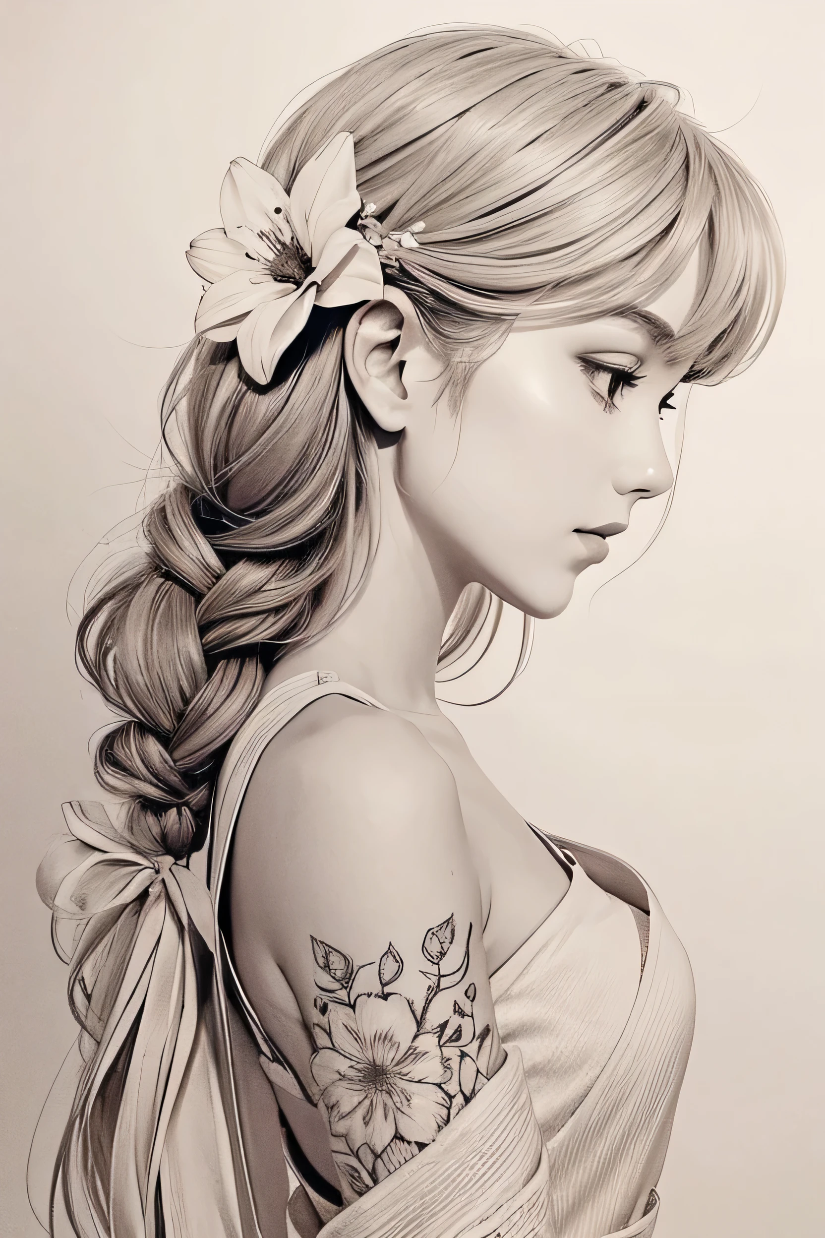 Delicate line drawing flower Beautiful