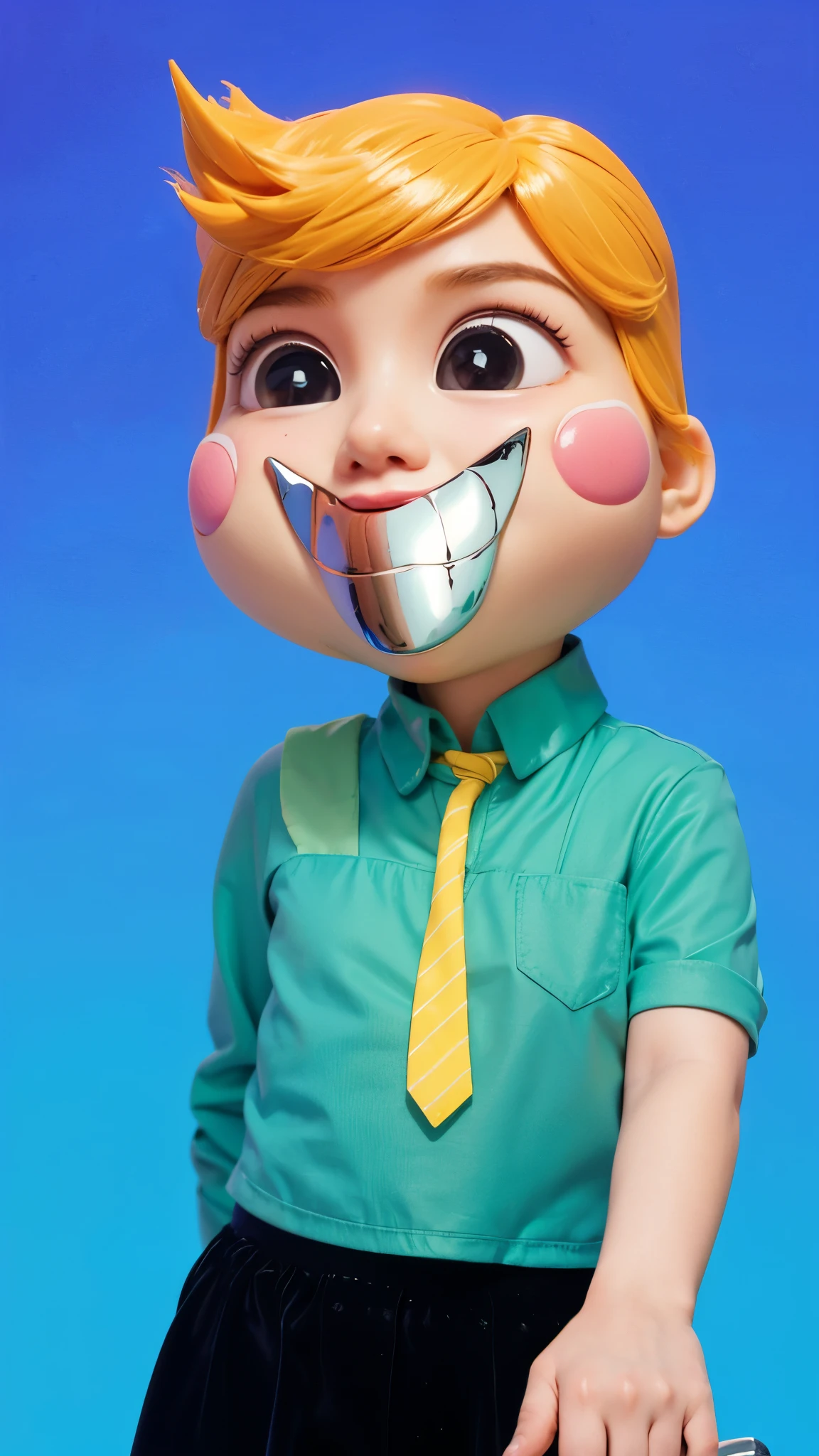 cartoon characters stand next to each other, Electricsbunny, Holographic creatures, Beeple and Jeremiah Ketner, 🐋 as 🐘 as 🤖 as 👽 as 🐳, Rabbids at a metal concert, cute 3D rendering, 3D icon for mobile game, robot rabbit, Shiny metallic, 3D персонажи violet cat toy, toy cat laying on glossy metalic floor, glossy texture, smooth 3d model, multiple light sources, rim light, sharp post effects render, (glossy metallic texture with multiple big light probe refractions), perfect cgi, cgi art created only with gradients, smooth silhouette, high intensity refraction, (super glossy chrome material), most beautiful vfx, blue background, chrome metal refractions