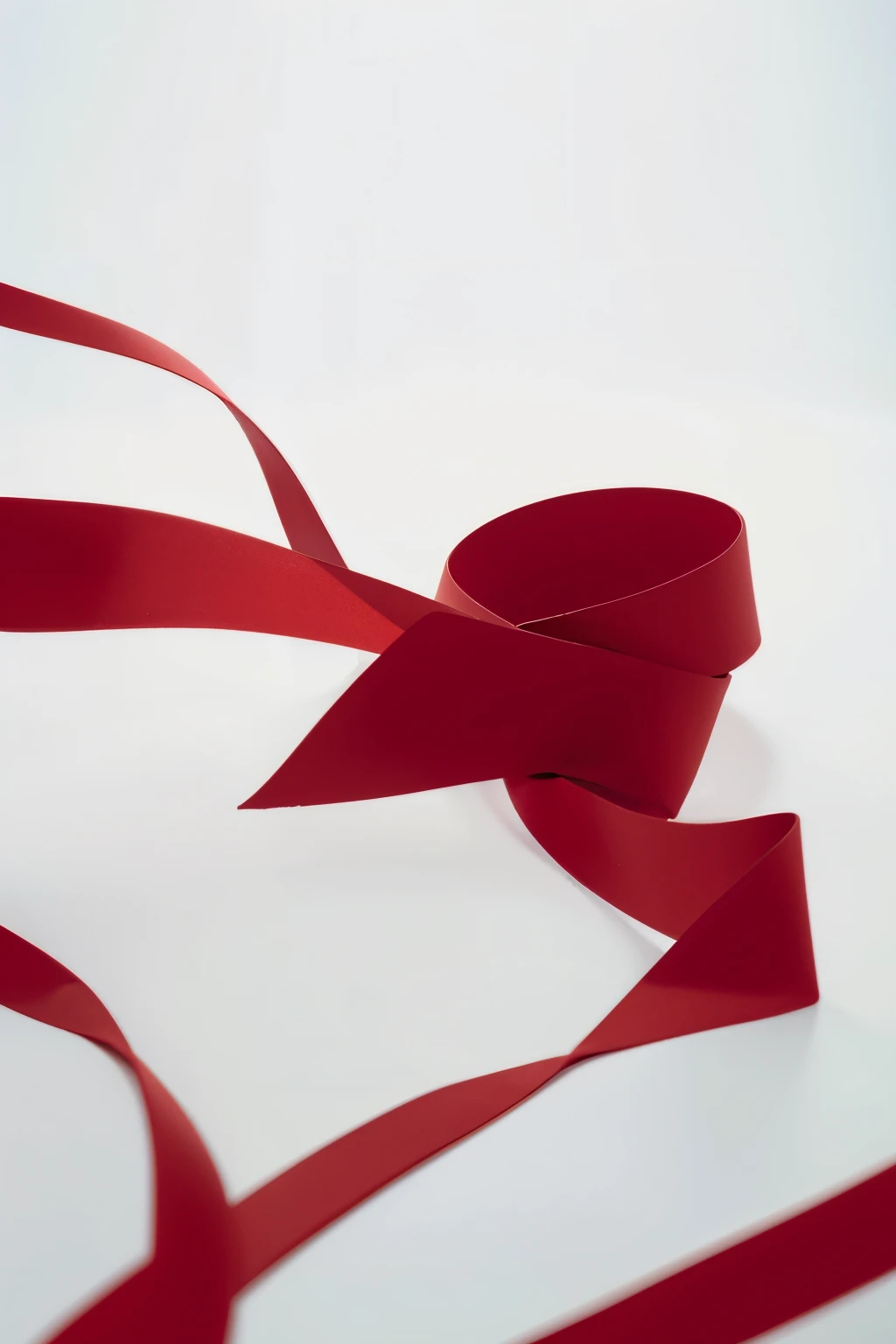 Simple background，A red ribbon，Flying，4K