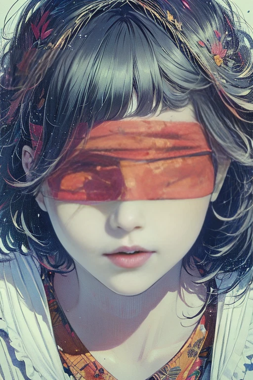 (masterpiece, highest quality, highest quality, Official Art, beautifully、aesthetic:1.2),
Blindfold, alone, One girl, Open your mouth, short hair, Long sleeve, bangs, smile, Upper Body, bandage, shirt,
Very detailed,Most detailed, Optical Hybrid, playful pattern, Vivid texture, Unique visual effects