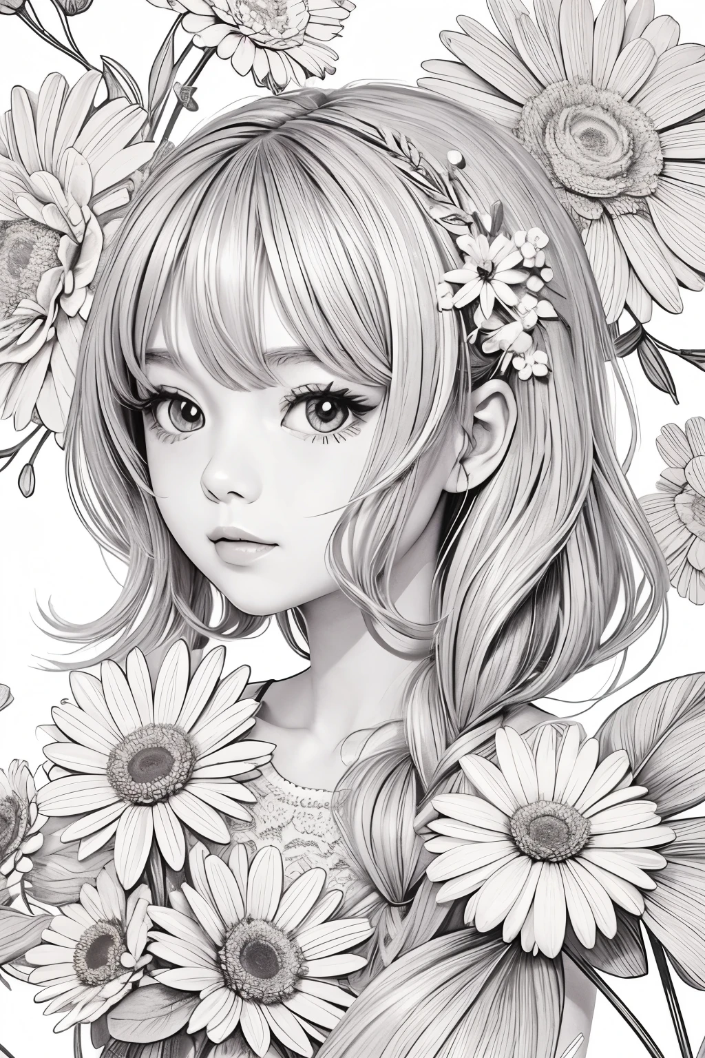 line drawing flowe cute