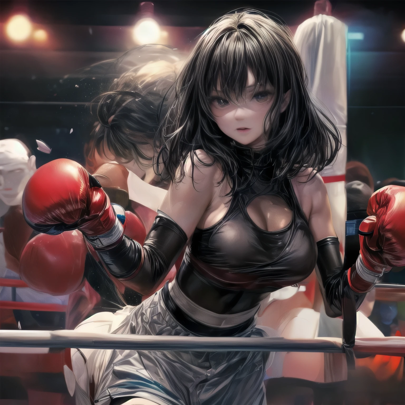 round girl at Boxing Match