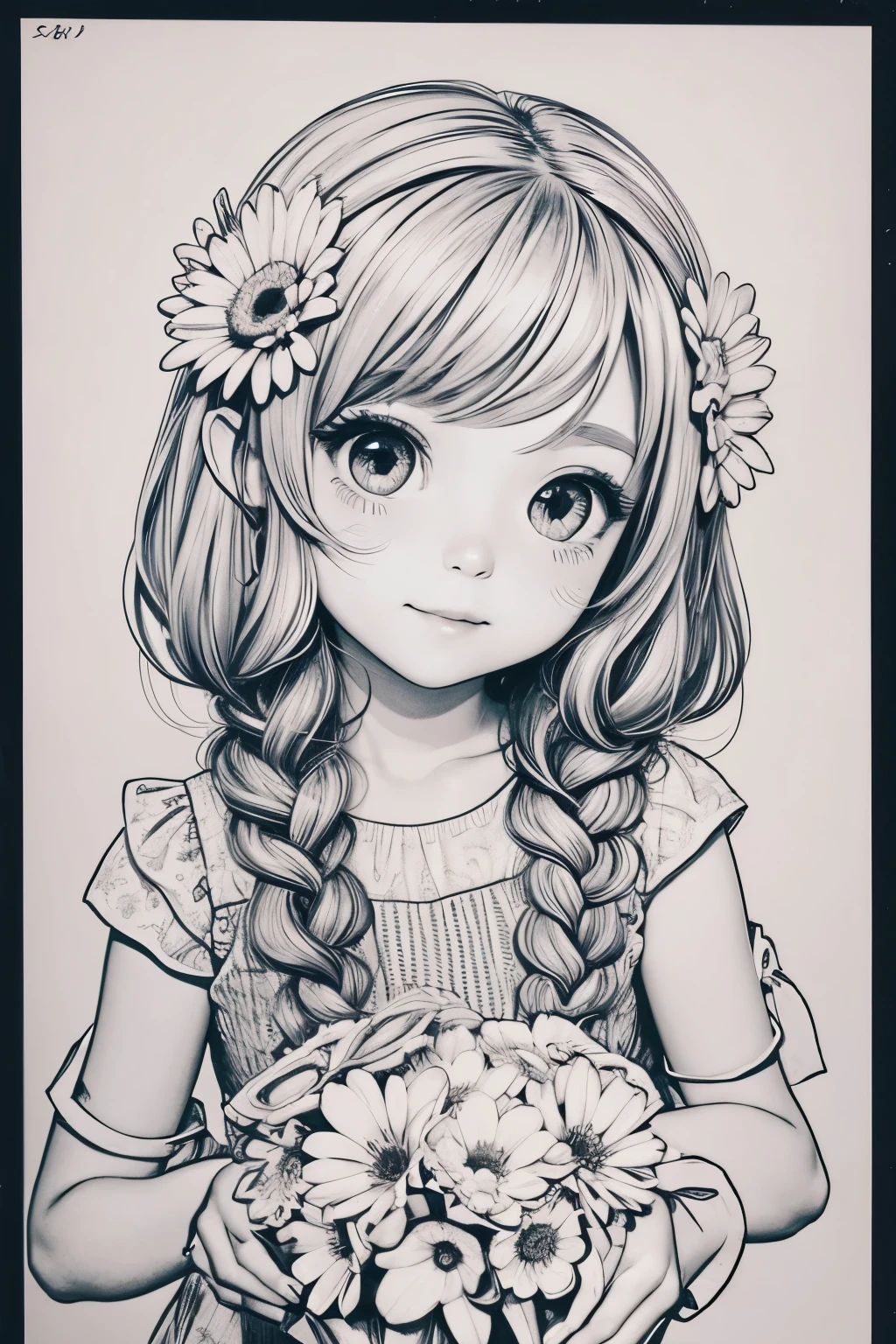 line drawing flowe cute