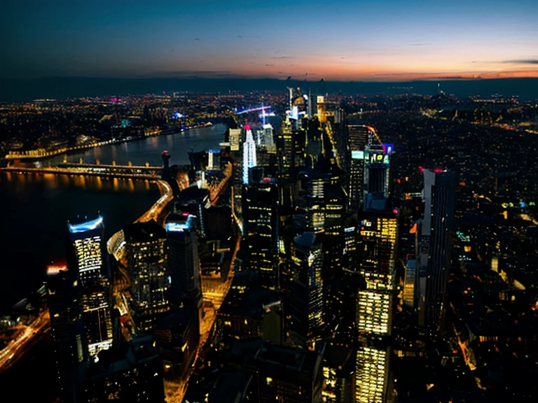 Blue Hour,View from the sky,Over the city,dawn,Light of the sun