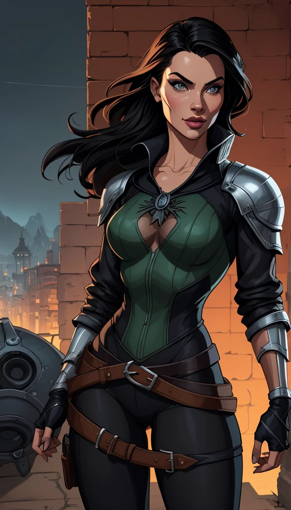 obra de arte, melhor Ella Purnellstyle Estilo cartoon estilo digital illustration artgermquality, (papel de parede extremamente detalhado da unidade CG 8k), (melhor qualidade), (best illustration), (melhor sombra), Ella Purnellstyle Estilo cartoon estilo digital illustration artgermabsurdos, Realistic lighting, (abismo), lindo brilho detalhado, arte por Peter MohrBacher, atriz Ella Purnellstyle Estilo cartoon digital illustration estilo artgerm Estilo cartoon digital illustration Estilo GTA uma mulher com roupas de couro andando pela rua, vestindo armadura de assassino de couro, armadura de couro skimpy, roupas de couro de fantasia, Roupa de Fantasia, in a leather espartilho, Yennefer, lara croft medieval, bela assassina feminina, fantasia sombria cyberpunk sedutora, Yennefer de Vengerberg, Armadura deslumbrante, weared em armadura de couro, espartilho, em armadura de couro, estilo cartoon, digital illustration, estilo GTA