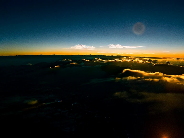 Blue Hour,View from the sky,dawn,Light of the sun,dazzling