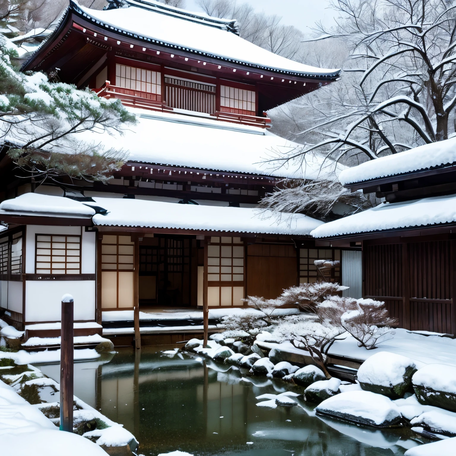 Kyoto in the harsh winter、Arashiyama、Freezing、A large amount of fine snow particles、