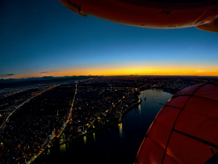 Blue Hour,View from the sky,dawn,Light of the sun,dazzling,The view from the parachute