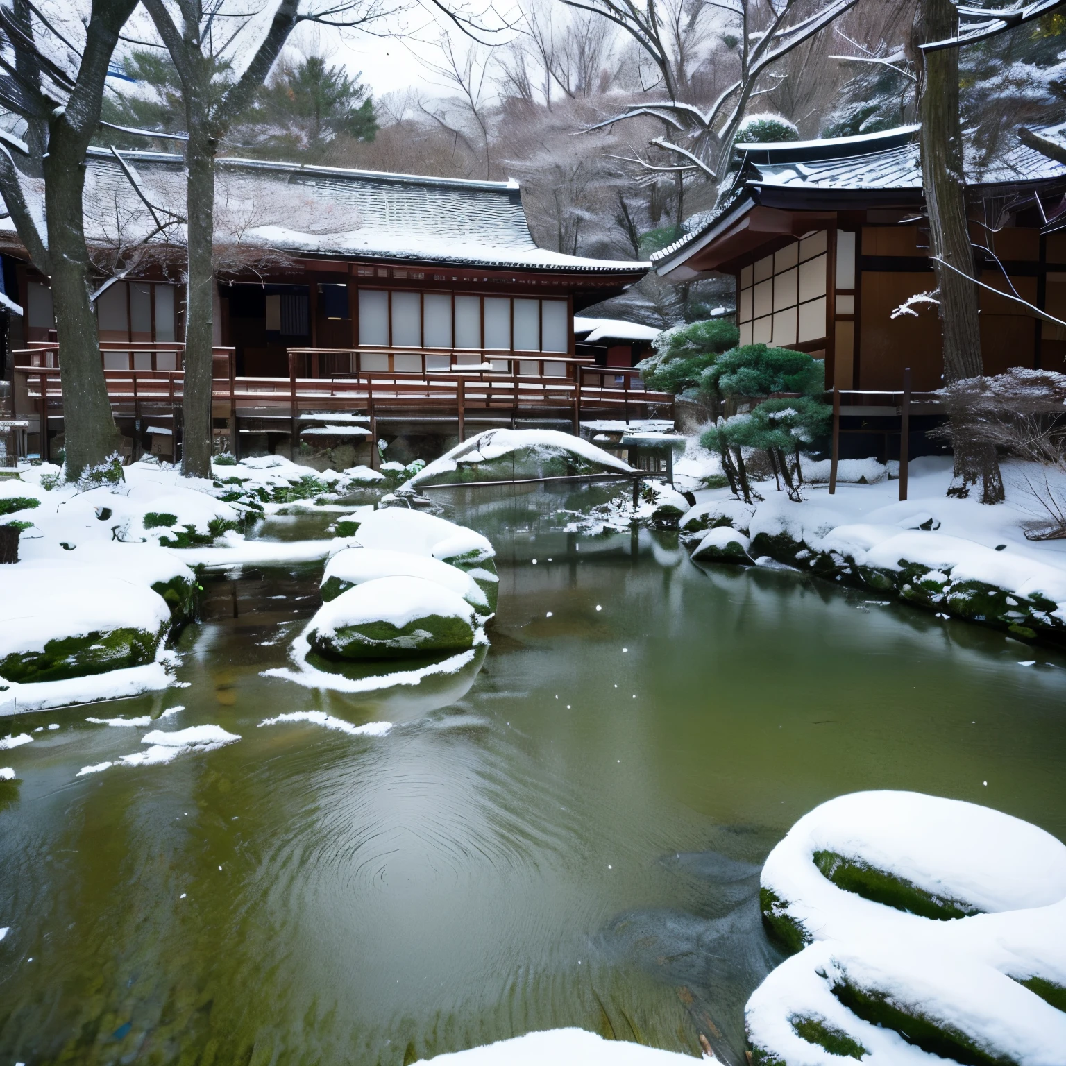 Kyoto in the harsh winter、Arashiyama、Freezing、A large amount of fine snow particles、