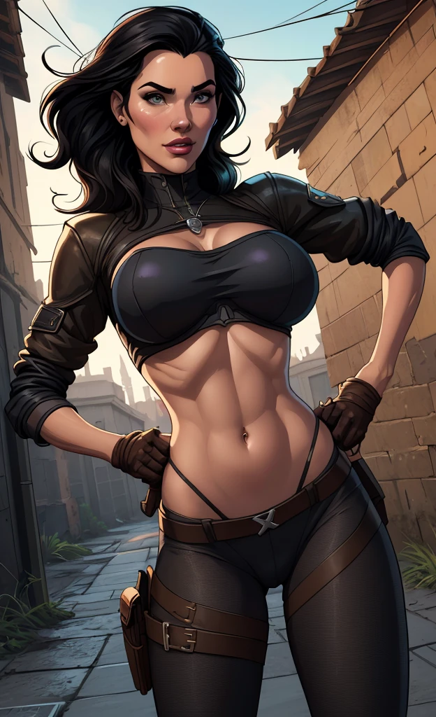 obra de arte, melhor Ella Purnellstyle Estilo cartoon estilo digital illustration artgermquality, (papel de parede extremamente detalhado da unidade CG 8k), (melhor qualidade), (best illustration), (melhor sombra), Ella Purnellstyle Estilo cartoon estilo digital illustration artgermabsurdos, Realistic lighting, (abismo), lindo brilho detalhado, arte por Peter MohrBacher, atriz Ella Purnellstyle Estilo cartoon digital illustration estilo artgerm Estilo cartoon digital illustration Estilo GTA uma mulher com roupas de couro andando pela rua, vestindo armadura de assassino de couro, armadura de couro skimpy, roupas de couro de fantasia, Roupa de Fantasia, in a leather espartilho, Yennefer, lara croft medieval, bela assassina feminina, fantasia sombria cyberpunk sedutora, Yennefer de Vengerberg, Armadura deslumbrante, weared em armadura de couro, espartilho, em armadura de couro, estilo cartoon, digital illustration, estilo GTA Jennifer Connelly 