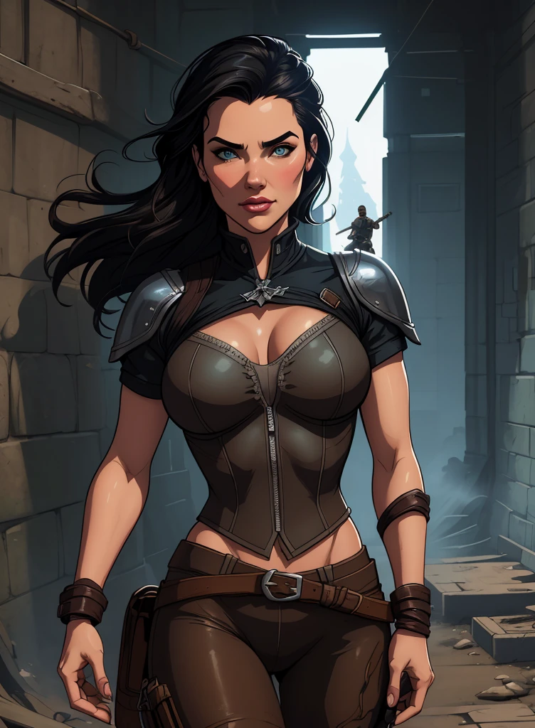 obra de arte, melhor Ella Purnellstyle Estilo cartoon estilo digital illustration artgermquality, (papel de parede extremamente detalhado da unidade CG 8k), (melhor qualidade), (best illustration), (melhor sombra), Ella Purnellstyle Estilo cartoon estilo digital illustration artgermabsurdos, Realistic lighting, (abismo), lindo brilho detalhado, arte por Peter MohrBacher, atriz Ella Purnellstyle Estilo cartoon digital illustration estilo artgerm Estilo cartoon digital illustration Estilo GTA uma mulher com roupas de couro andando pela rua, vestindo armadura de assassino de couro, armadura de couro skimpy, roupas de couro de fantasia, Roupa de Fantasia, in a leather espartilho, Yennefer, lara croft medieval, bela assassina feminina, fantasia sombria cyberpunk sedutora, Yennefer de Vengerberg, Armadura deslumbrante, weared em armadura de couro, espartilho, em armadura de couro, estilo cartoon, digital illustration, estilo GTA Jennifer Connelly