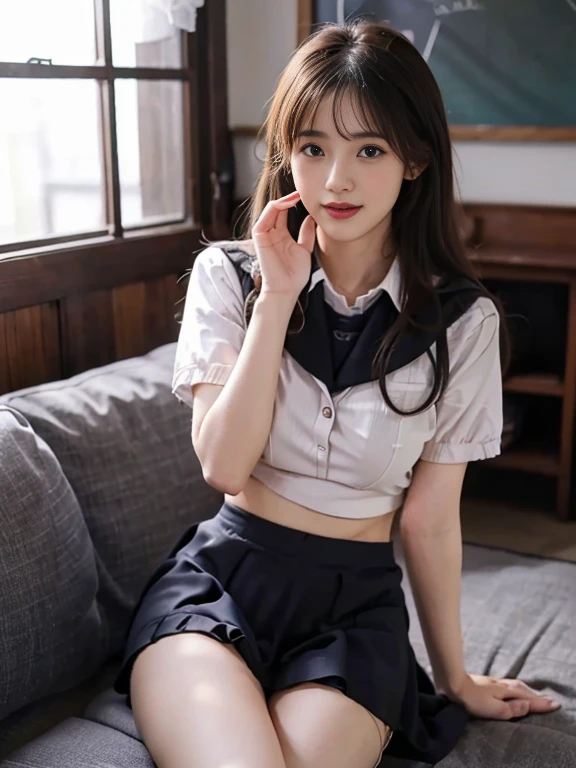 Tabletop, highest quality, Japanese girl, Laughter、8k, RAW Photos, highest quality, Tabletop, Hmph:1.2, Particularly detailed RAW color photos, Professional Photos, (Realistic, Realistic:1.37), (Highly detailed skins:1.2), Ultra-high resolution, (Lenze 50mm), (Tabletop, highest quality:1.3), (ultra detailed 8k cg:1.2), (Ultra-realistic:1.35), (Realistic:1.45), (Realistic:1.4), Cowboy Shot,
((In a dimly lit room))A beautiful Japanese woman, 22 years old, Supermodel, Japanese Idols, __Performance__, (Medium sized round breasts), (Sit on the sofa or bed 1:1), (school uniform:1.4), The girl looks bright and warm.,(Glasses that fit your face shape)
Korean Idols、Nogizaka Idol、Gravure idol pose、adult、((Sexy Panties:1.6))