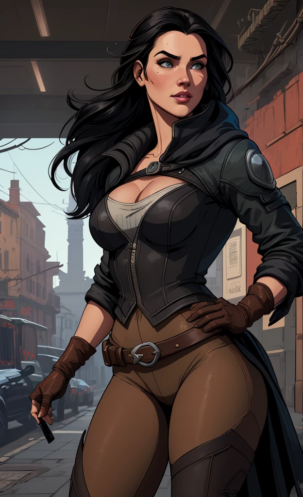 obra de arte, modo retrato melhor Ella Purnellstyle Estilo cartoon estilo digital illustration artgermquality, (papel de parede extremamente detalhado da unidade CG 8k), (melhor qualidade), (best illustration), (melhor sombra), Ella Purnellstyle Estilo cartoon estilo digital illustration artgermabsurdos, Realistic lighting, (abismo), lindo brilho detalhado, arte por Peter MohrBacher, atriz Ella Purnellstyle Estilo cartoon digital illustration estilo artgerm Estilo cartoon digital illustration Estilo GTA uma mulher com roupas de couro andando pela rua, vestindo armadura de assassino de couro, armadura de couro skimpy, roupas de couro de fantasia, Roupa de Fantasia, in a leather espartilho, Yennefer, lara croft medieval, bela assassina feminina, fantasia sombria cyberpunk sedutora, Yennefer de Vengerberg, Armadura deslumbrante, weared em armadura de couro, espartilho, em armadura de couro, estilo cartoon, digital illustration, estilo GTA Jennifer Connelly modo retrato