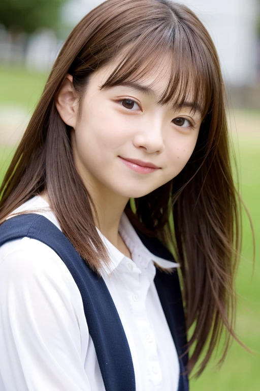 Japanese beauty, View your viewers, Very detailed, Brown Hair, A neat and clean woman, high school girl, Happy, high quality, high quality, Very detailed , whole bodyi、Young face、