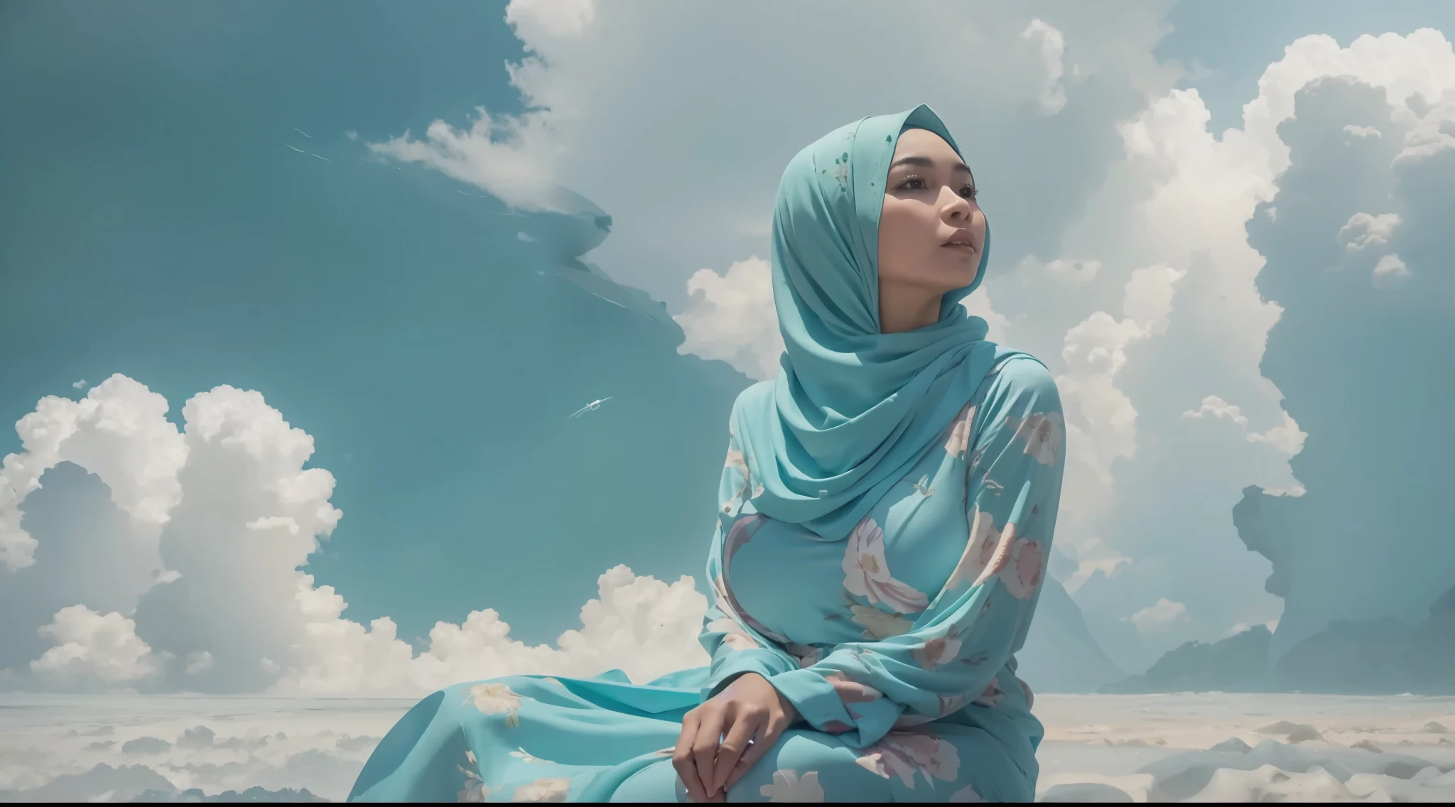 50 years Old, Hijab Indonesian mature woman, Big Tits : 66.9, Gamis, Breast out from her clothes : 1.9, at doctor office, Dark light, at Nighttime