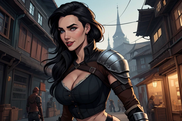 Xena princesa guerreira modo retrato sensual estilo sesys Estilo cartoon digital illustration juntos namorados Estilo cartoon personagem modo retrato Personagem estilo cartoon expressão facial feliz lindo sorriso e seis médio pequeno modo retrato cintura para cima mulher com roupas de couro andando pela rua, vestindo armadura de assassino de couro, armadura de couro skimpy, roupas de couro de fantasia, Roupa de Fantasia, in a leather espartilho, Yennefer, lara croft medieval, bela assassina feminina, fantasia sombria cyberpunk sedutora, Yennefer de Vengerberg, Armadura deslumbrante, weared em armadura de couro, espartilho, em armadura de couro, estilo cartoon, digital illustration, estilo GTA Jennifer Connelly modo retrato