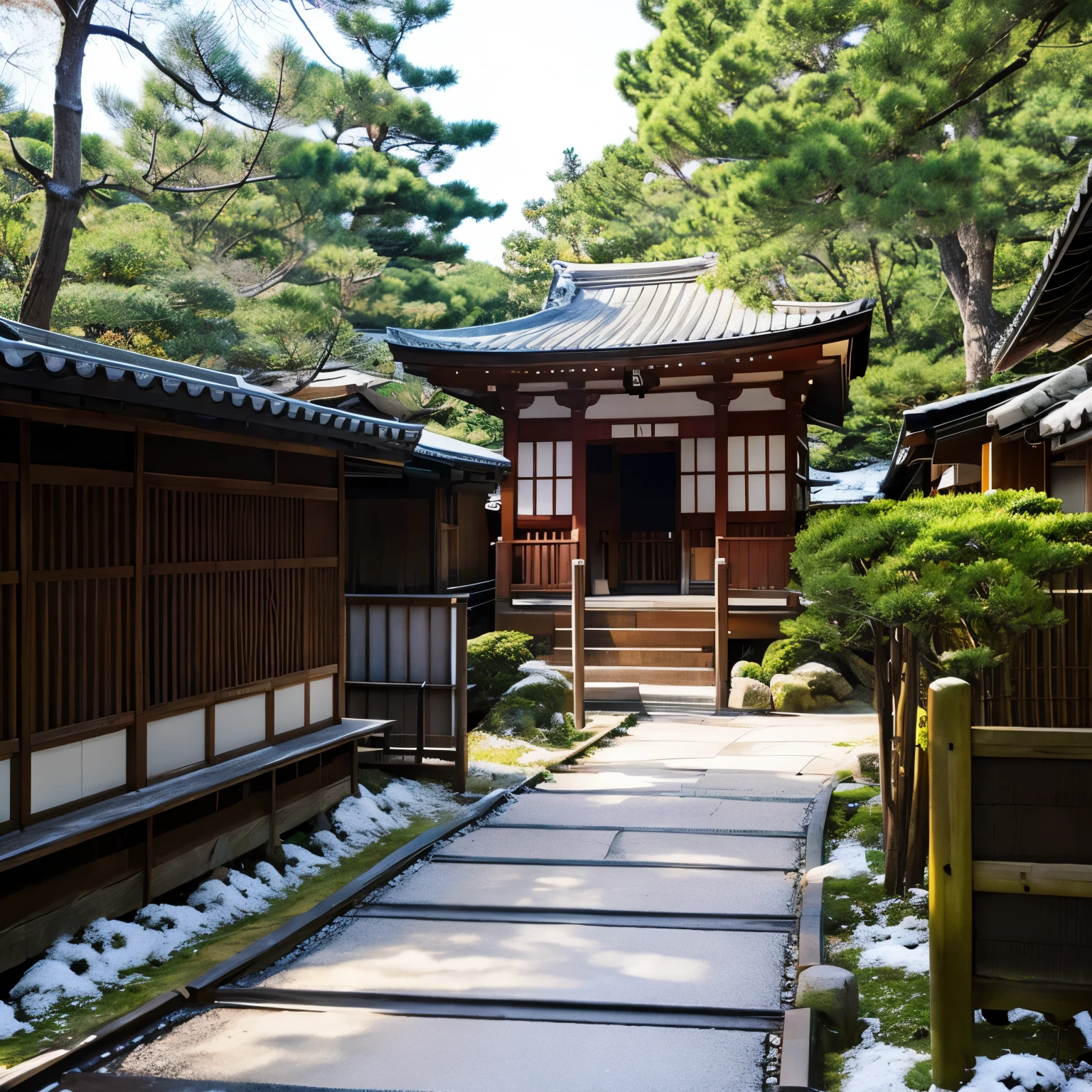 Kyoto in the harsh winter、Arashiyama、Freezing、[[[A large amount of fine snow particles]]]、