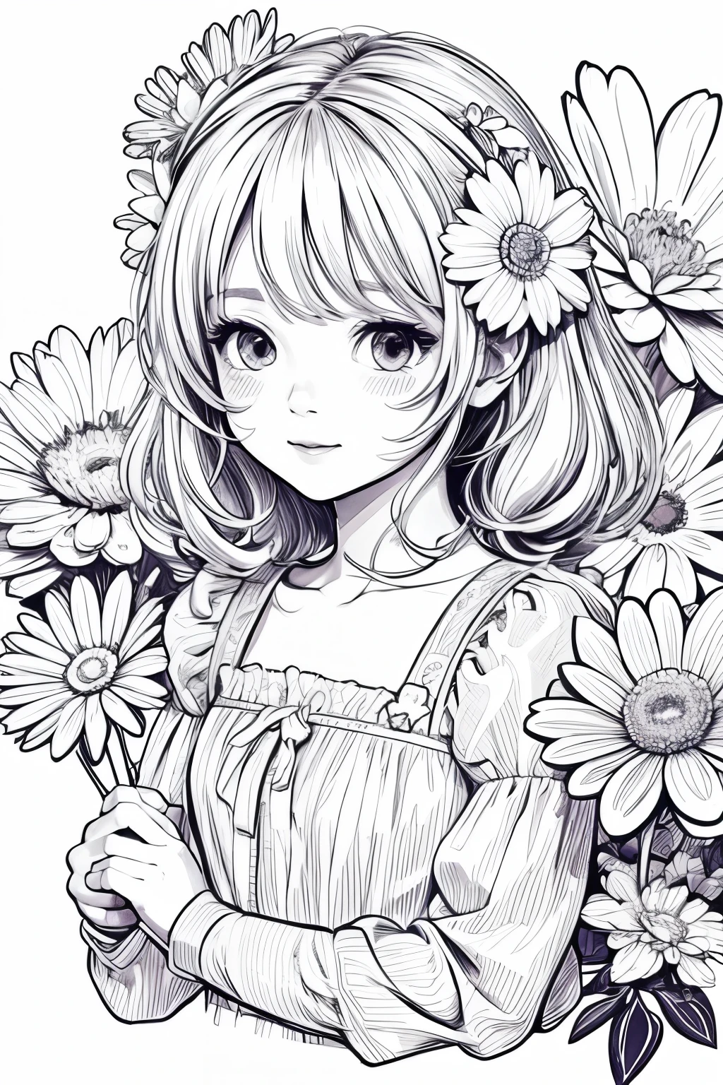 line drawing flowe cute