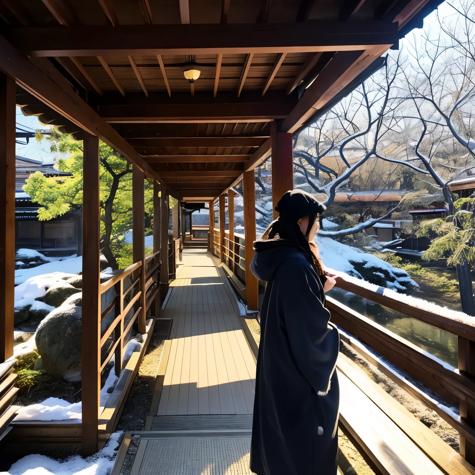 Kyoto in the harsh winter、Arashiyama、Freezing、Let it snow、A large amount of fine snow particles、