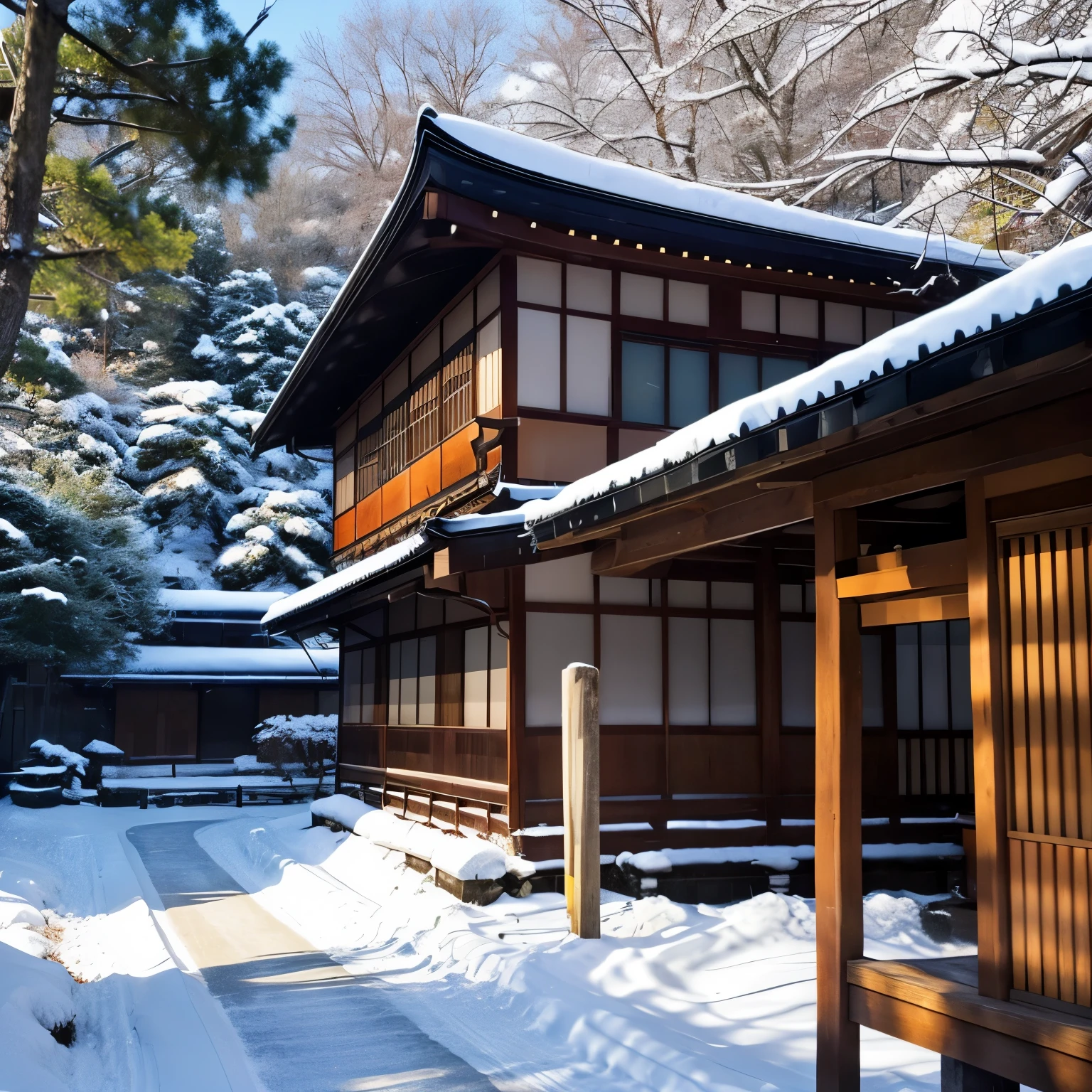 Kyoto in the harsh winter、Arashiyama、Freezing、Let it snow、A large amount of fine snow particles、