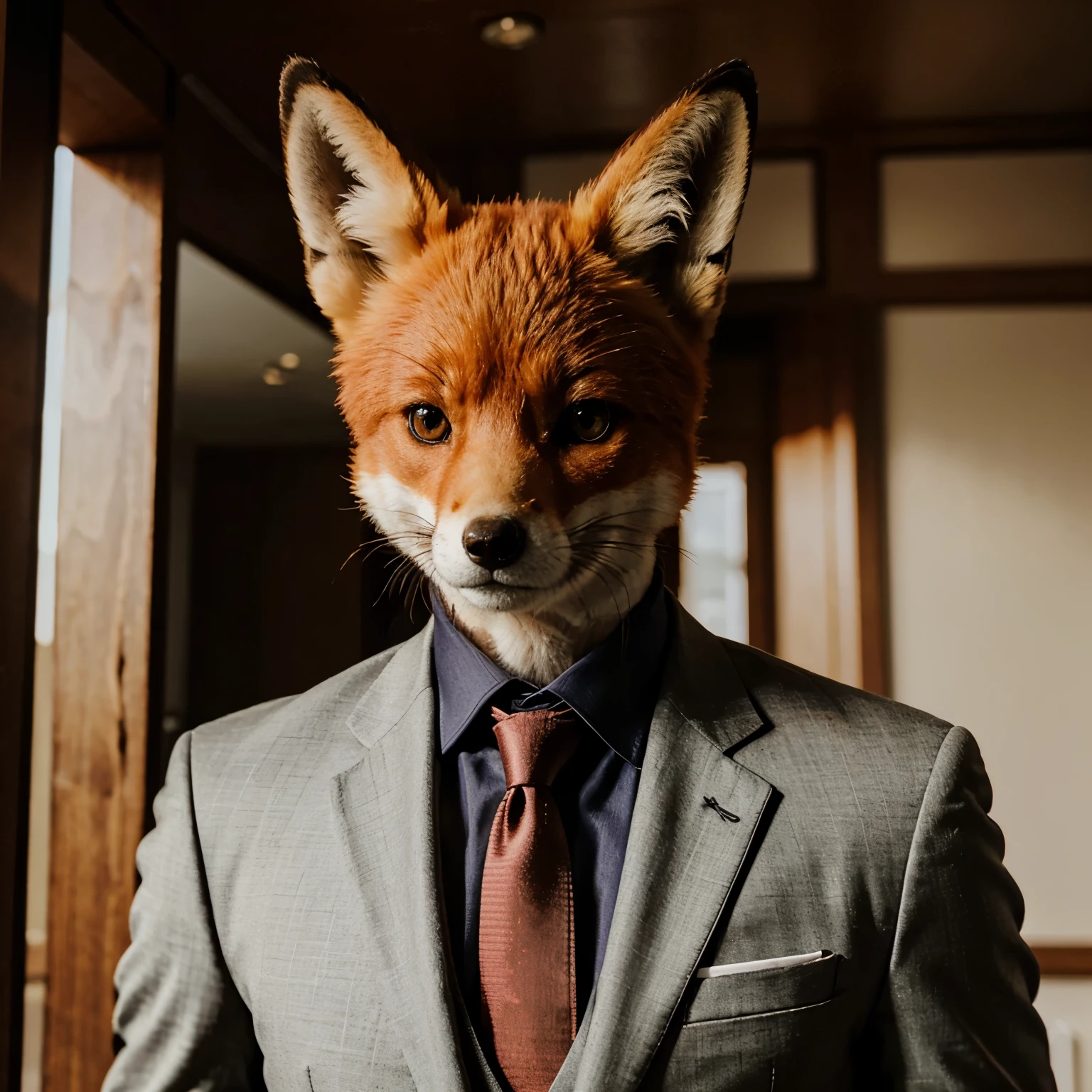 A cunning fox in a suit ultra hd