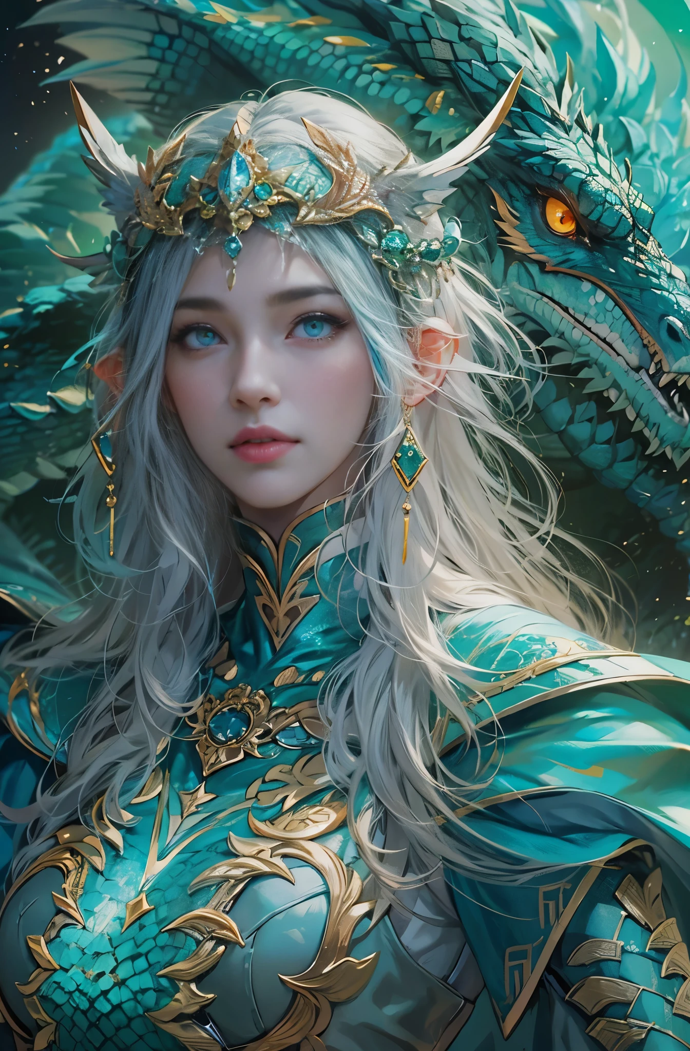 槍を持った美しきfemale dragon knight, Rin々しいfemale dragon knight, A beautiful woman with a dragon, God&#39;s Kin, 詳細なFantasy art, Fantasy artスタイル, Fantasy style art, highly 詳細なFantasy art, detailed Digital 2D Fantasy Art, fantasy artist, epic Fantasy artスタイル hd, 高品質のFantasy art, Detailed fantasy illustrations, fantasy book illustration, Digital 2D Fantasy Art, Fantasy artイラスト, 4K Fantasy art, author：Jean Jay., Fantasy artスタイル, 2. 5D CGI Anime Fantasy Artwork, epic Fantasy artスタイル hd, Epic fantasy digital art style, 詳細なFantasy art, 詳細なDigital 2D Fantasy Art, Luan Jia and Artgerm, 8k Fantasy art, female dragon knight, Sharp contours, very fine and beautiful eyes, Beautiful Blue Eyes, pretty much beautiful face, Also々exterior, Valhalla, Unparalleled beauty, masterpiece, highest quality, The perfect angle, Perfect composition, Best Shot, Official Art, Cinematic light, Very beautiful and fantastic scenery, chivalry dream, Presence, Michael Letter, Christoph Huge 、Ultra-precision coating, Luminism, art by Carne Griffiths and What a bone Concept Art, 4K resolution, Fractal isometric detailed bioluminescence , 3D Rendering, Octane Rendering, Exquisitely crafted , Cinematic, Art Station&#39;trendy, Isometric Center, Surreal cover photo, Amazing full color, Handwriting, Hit definition , Cinematic,Great background, Abstract Beauty,stand, Approaching perfection, Pure Form, Golden Ratio, Minimal, Concept Art, By Brian Froud、Karn Griffiths、What a bone、John William Waterhouse, Intricate details, 8K Post-Production, High resolution, Hyper Detail, Art Stationのトレンド, Studio shot, Intricate details, Very detailed, Greg Rutkowski, Encounter with an Ancient Dragon, Close-up, Arabian woman with sword and dragon in fantasy world, Ultra-fine paintings by Yan J., Artstation Contest Winner, Fantasy art, detailed Fantasy art, 4k Fantasy art, Fantasy art behance, Epic fantasy digital art style, Fantasy art style, epic Fantasy art style hd, Detailed fantasy digital art, highly detailed Fantasy art