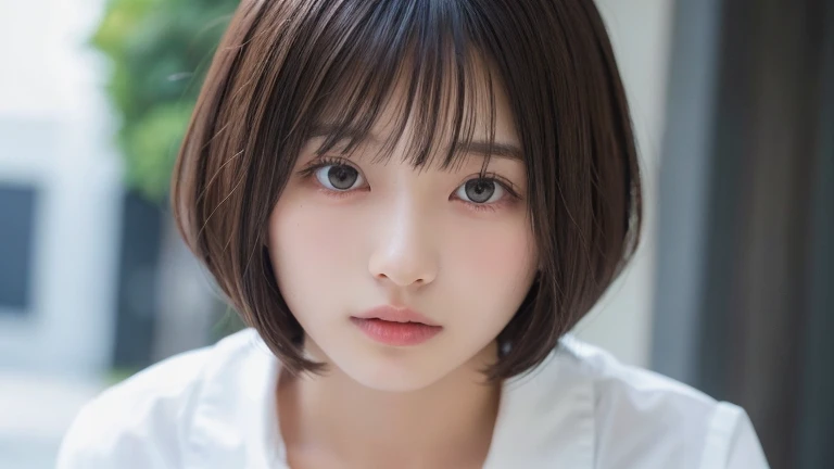 (Bob Cut Hair:1.2),(Wearing black school uniform:1.2),1 girl,Japanese,21 years old,(Small breasts:1.3),(highest quality,masterpiece:1.3,超A high resolution,),(Ultra-detailed,Caustics),(Photorealistic:1.4,RAW shooting,)Ultra-Realistic Capture,Very detailed,High resolution 16K human skin close-up。 Natural skin texture、,Pores、、It needs to be detailed enough to be easily identifiable。 Skin should be even-toned and healthy looking。 Use natural light and colour, Sad expression, Looking at the camera, Perfect dynamic composition, Outdoor
