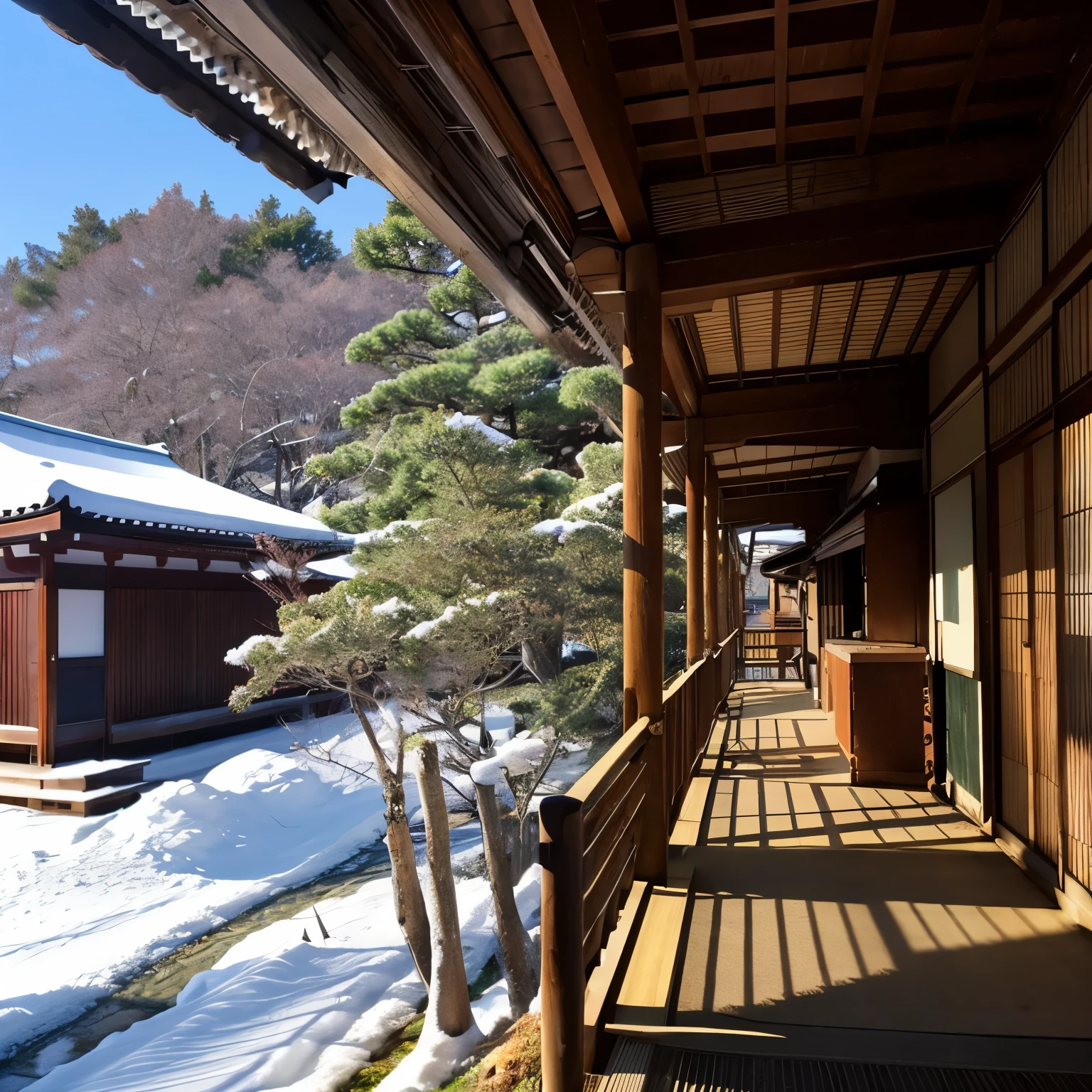 Kyoto in the harsh winter、Arashiyama、Freezing、Let it snow、A large amount of fine snow particles、