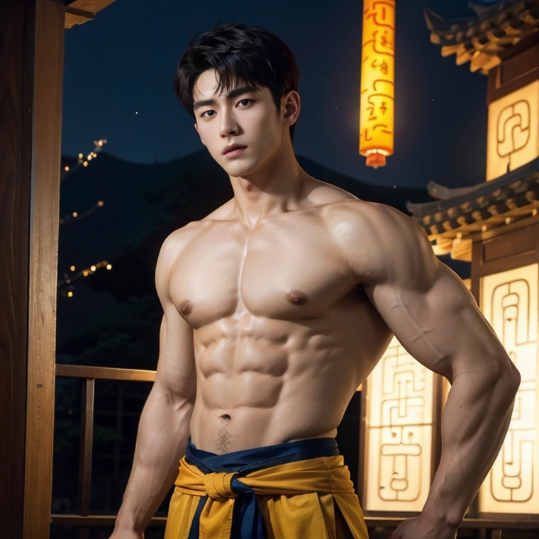 Chinese Men God, Mythology, Chinese odyssy, Handsome, Twink, Topless, Muscles, Athlete body, Full Frame, Sexy, Professional Lighting, Hanfu Outfit, Chinese Heaven Background, Bulge Underneathe Underwear, Sexy big bulge, Hanfu Warrior, Hanfu God, Hanfu Male, Hanfu Nobel, Seduce, Sex Appeals, Alafard man shirtless carrying a backpack, muscular body, handsome, manly, inspirite by Zhang Han, Cai Xukun, Kim Do-young, Inspired by Bian Shoumin, Inspired by Xiao Yuncong, yihao ren, yanjun cheng, jinyiwei, inspired by Huang Gongwang, xintong chen, Jacket, wearing japanese loincloth,nice butts, Tattoo chest, tattoo hands, tattoo arms, tattoo belly, clear studio light, night ancient chinese Buddhism temple background, detailed background, fantasy Chinese themed, the best resolution, 8k, Ultra fullHD, look at the viewer, catching eyes,