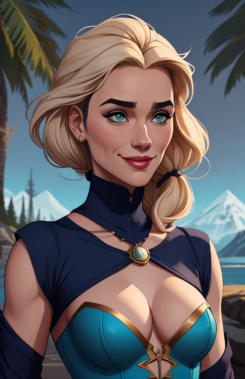 Personagem mulher estilo atompunk Fiona rainha Anna de Arendelle com marcas de guerras Imagem de desenho animado de uma mulher .Ilustra??o estilo desenho animado, estilo de arte dos desenhos animados, estilo de arte dos desenhos animados, digital illustration style, estilo atompunk design de personagens altamente detalhado, arte digital detalhada coragem, Forest fan art, Design de personagens de retrato, beautiful digital illustration, retrato de alta qualidade, Arte em quadrinhos, mulher jovem cabelo com transas lindas . Queen Anna of ArendelleBeautiful lined eyes Medium large bust and wonderful sexy clothes. image expression of sexual desire from waist to head illustration Queen Anne of Arendelle atompunk style Fallout 4 style pose playboy magazine sensual witch Character cartoon style facial expression happy beautiful smile and six medium small portrait mode waist up with lots of gold around her other stones precious portrait mode waist up queen of the south Jennifer Connelly GTA scenery dominatrix gold coins chest with jewelry with her boyfriend, um homem com barba preta, armado com um estilo militar, 