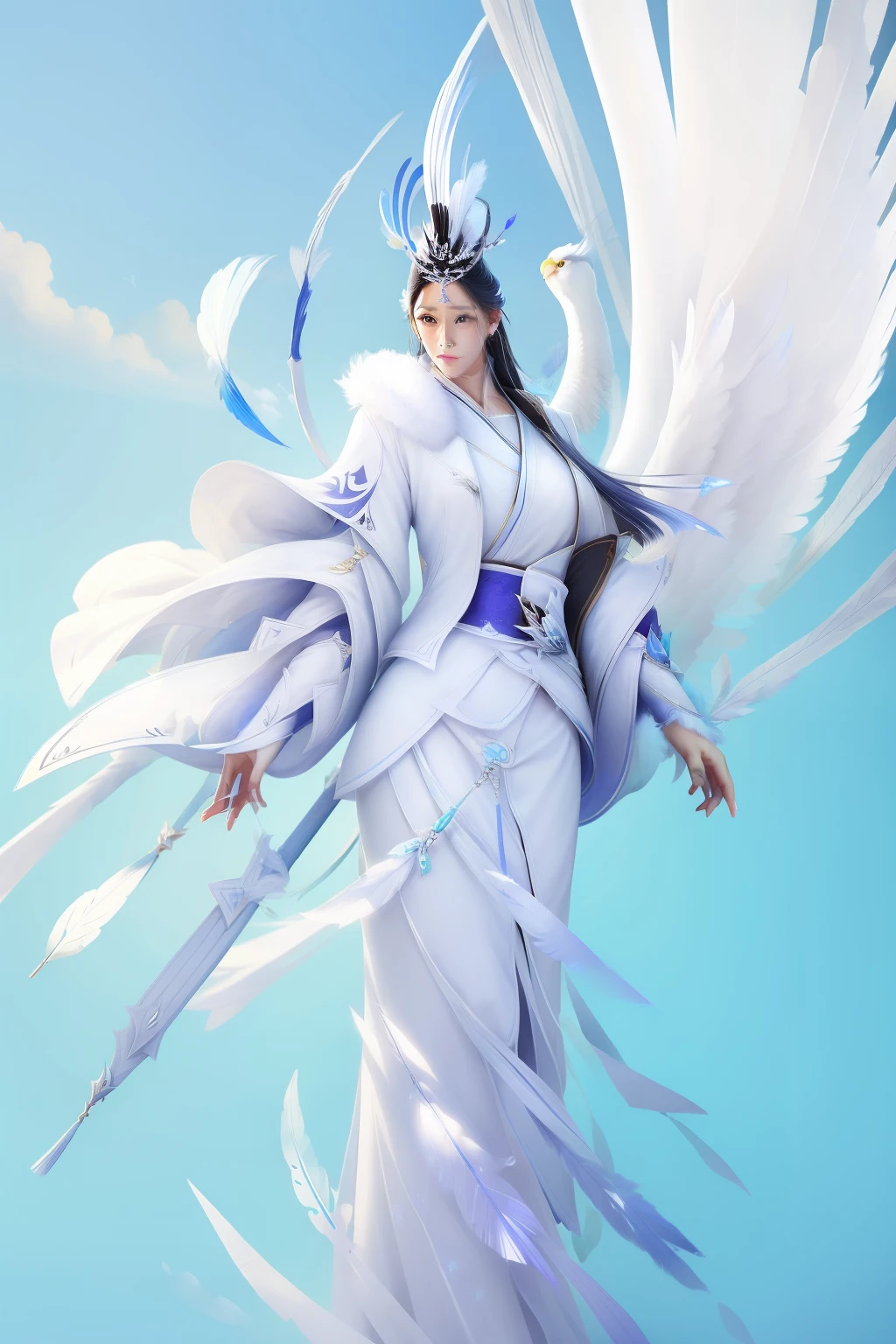 Angelic、White Feather、Big feather、White clothes、Goddess-like