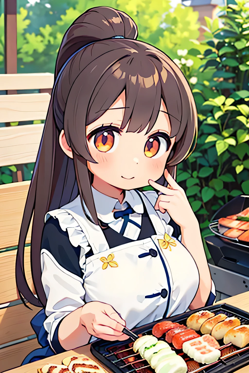 highest quality、High resolution、Detailed Background、(Beautiful face in every detail:1.4)、Anatomically correct、(Draw the usual number of fingers:1.2)、(Detailed facial expressions)、(Detailed eyes:1.2)、(Detailed eyes:1.2)、Beautiful, smooth skin、Teenage beauty、(Three Women:1.3)、Huge breasts、(Highly detailed face:1.4)、Brown Hair、Black Hair、cute hair color、ponytail、Bobcut、Braided long hair、Wavy Hairstyle、well-groomed eyebrows、Perfect body line、Barbecue Spot、Outdoor cooking area、Cowboy Shot、
(Two women having a good time at a Barbecue Spot:1.5)、
You can enjoy a barbecue with your family and friends.、
Bring your own food and grill and enjoy outdoor cooking.、
Using cute tablecloths and coasters on the table and using cute colored crockery and cutlery will make the barbecue even more fun.、
We also recommend decorating your table with flowers and greenery.、(Cute clothes with minimal exposure:1.2)、cute