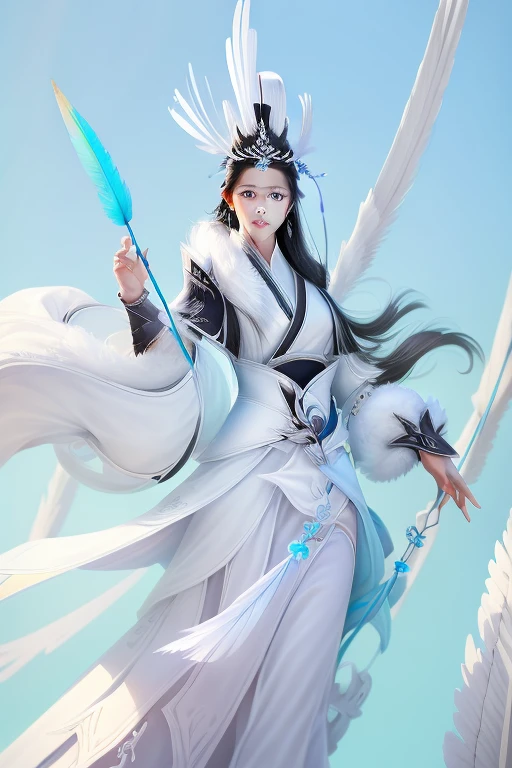 Angelic、White Feather、Big feather、White clothes、Goddess-like、White skin、Big eyes